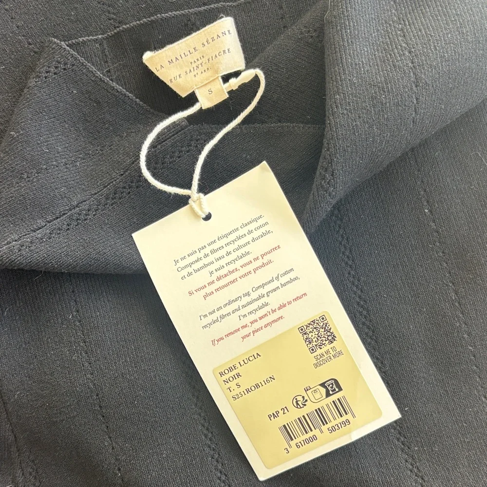 NWT Sézane Lucia Dress in Black Size S - Picture 8 of 8